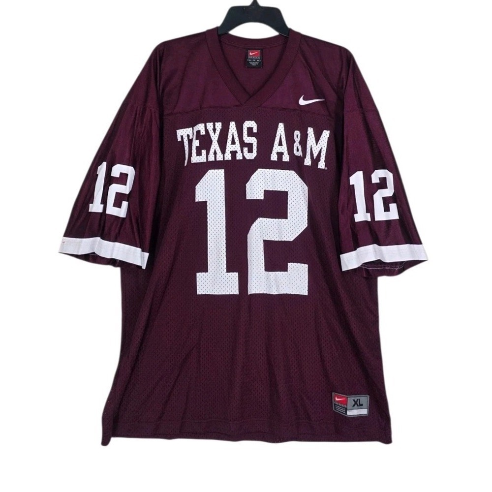Vtg Nike Texas A&M Aggies #12 Football Jersey Mens XL Maroon Mesh Y2K Korea